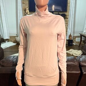 lululemon athletica Light Pink Long Sleeve Thumbhole Turtleneck Sweater